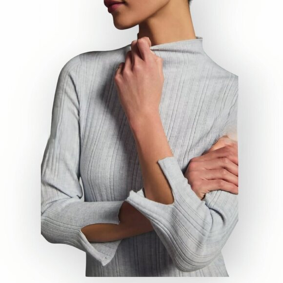 Textured Column Sweaterdress Anthropologie Large Petite Neutral Business Casual - Picture 2 of 13